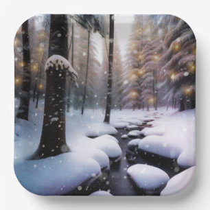 Magical Christmas Woodland Paper Plates