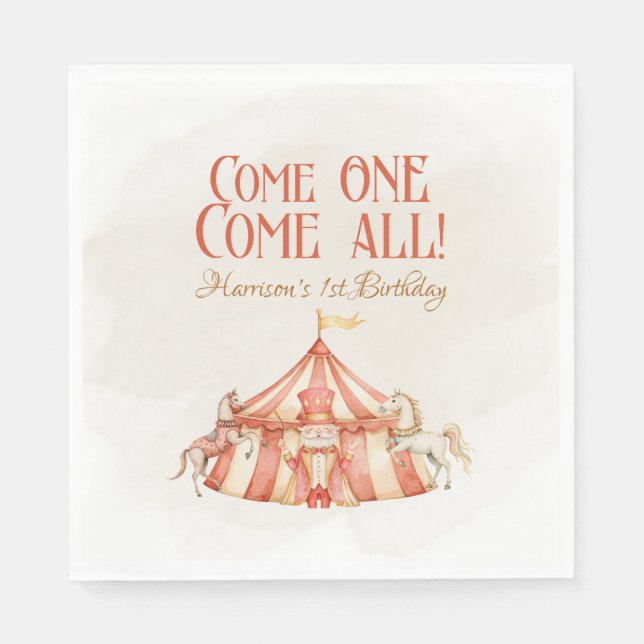 Magical Circus Horse First Birthday  Napkins (Front)