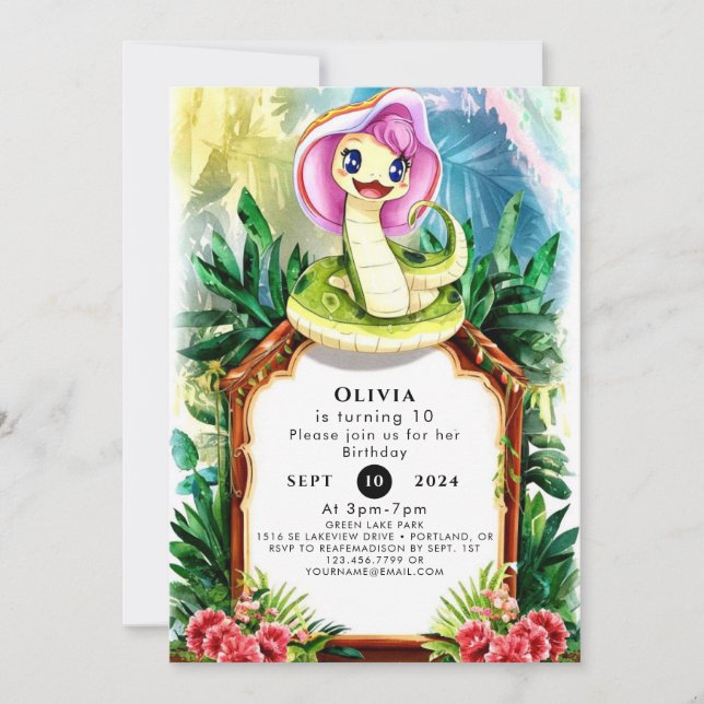 Magical Cobra Snake Birthday Invitation (Front)