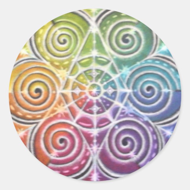 Magical Color Wheel Mandala Classic Round Sticker (Front)