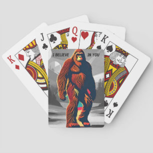 Magical Colorful Bigfoot Quote Black & White Myth Poker Cards