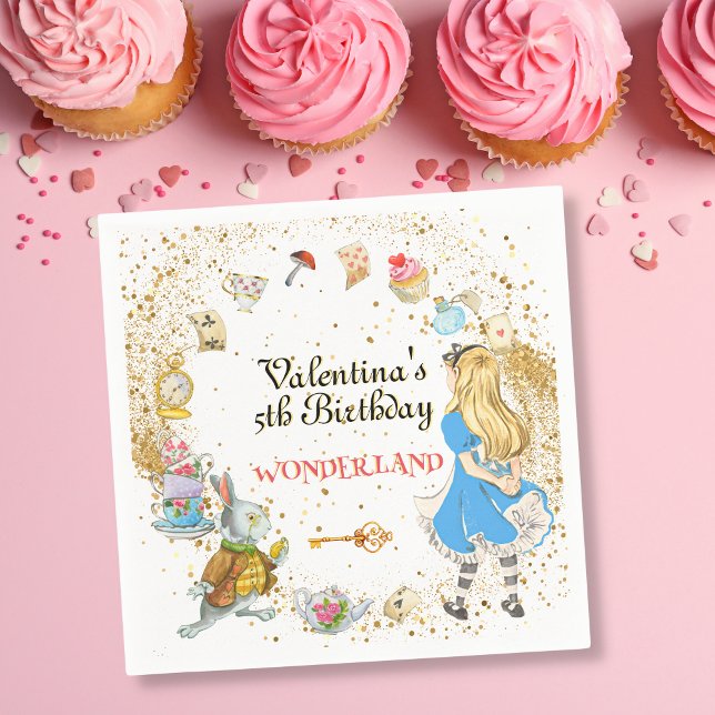 Magical Colorful Cute Alice's Wonderland Birthday Napkins (Creator Uploaded)