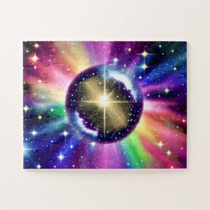 Magical Colorful Disco Ball in Space Jigsaw Puzzle