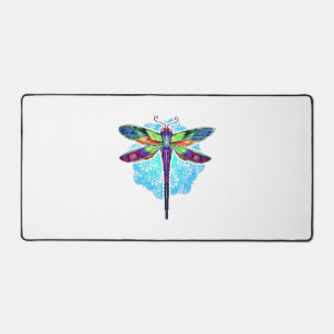 Magical Colorful Dragonfly Mandala Desk Mat