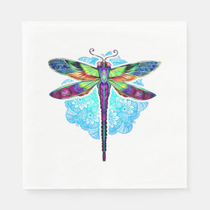 Magical Colorful Dragonfly Mandala Napkins