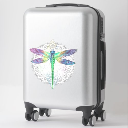 Magical colorful dragonfly mandala sticker