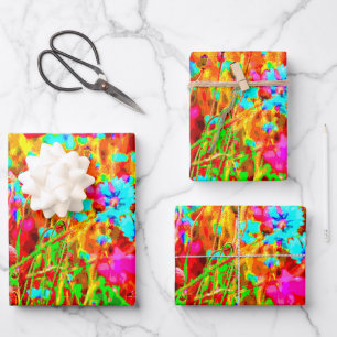 Magical Colorful Flowering Meadow Pop Art Wrapping Paper Sheets