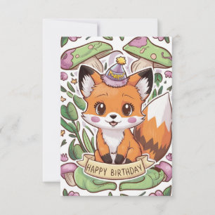 Magical Colorful Fox Birthday card