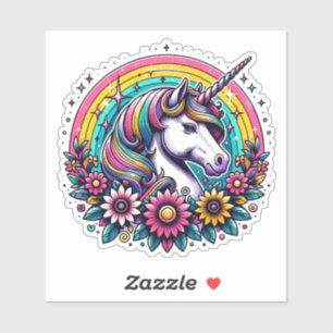 Magical Colorful Unicorn and Rainbow Sticker