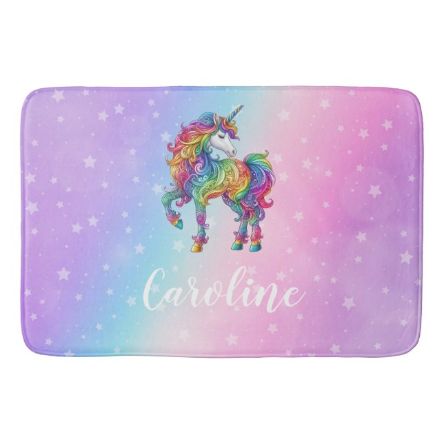 Magical colorful unicorn  bath mat (Front)