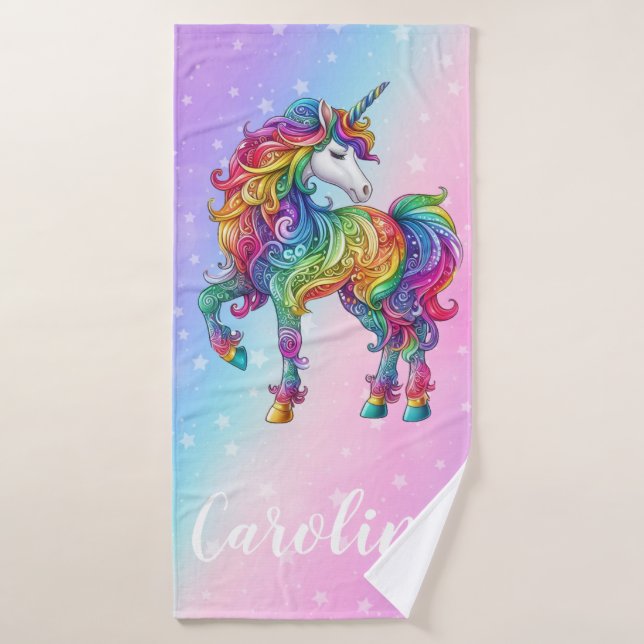 Magical colorful unicorn  bath towel (Bath Towel)