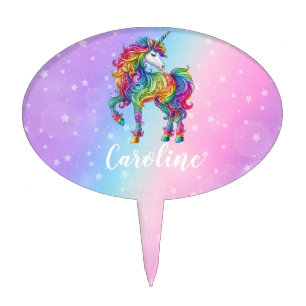 Magical colorful unicorn cake topper
