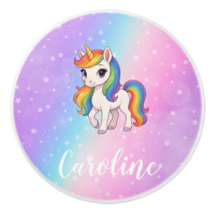 Magical colorful unicorn ceramic knob