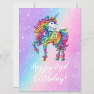 Magical colorful unicorn  holiday card