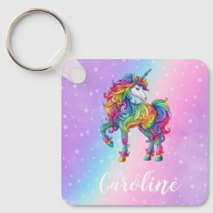 Magical colorful unicorn keychain