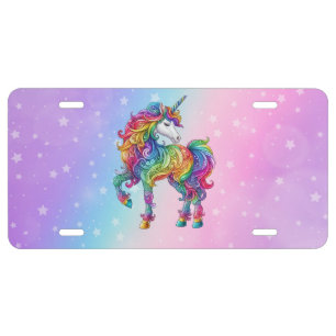 Magical colorful unicorn  license plate