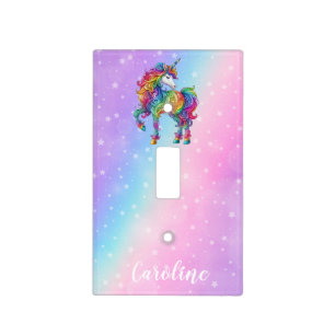 Magical colorful unicorn  light switch cover