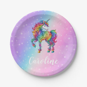 Magical colorful unicorn paper plates
