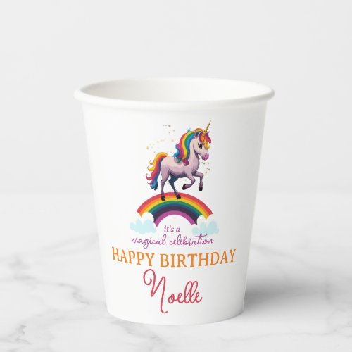 Magical Colorful Unicorn Rainbow Birthday Paper Cups
