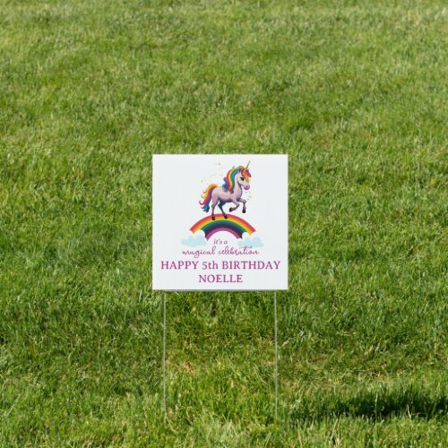 Magical Colorful Unicorn Rainbow Birthday Sign