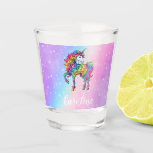 Magical colorful unicorn shot glass