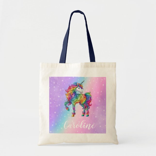 Magical colorful unicorn  tote bag (Front)