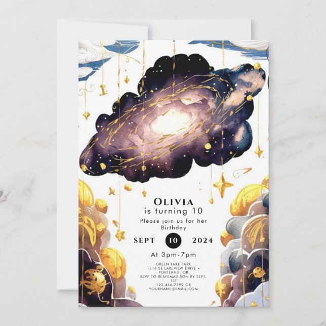  Magical Comet Space Birthday Invitation (Front)