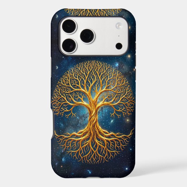 Magical Cool Blue Glowing Tree Of Life Cosmic Case-Mate iPhone Case (Back)