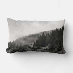 Magical, cool nature in fog lumbar pillow