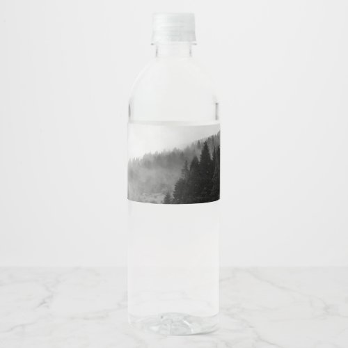 Magical cool nature in fog water bottle label