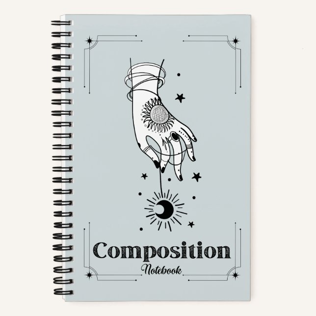 Magical Cosmic Hand and Crescent Moon Notebook (Front)