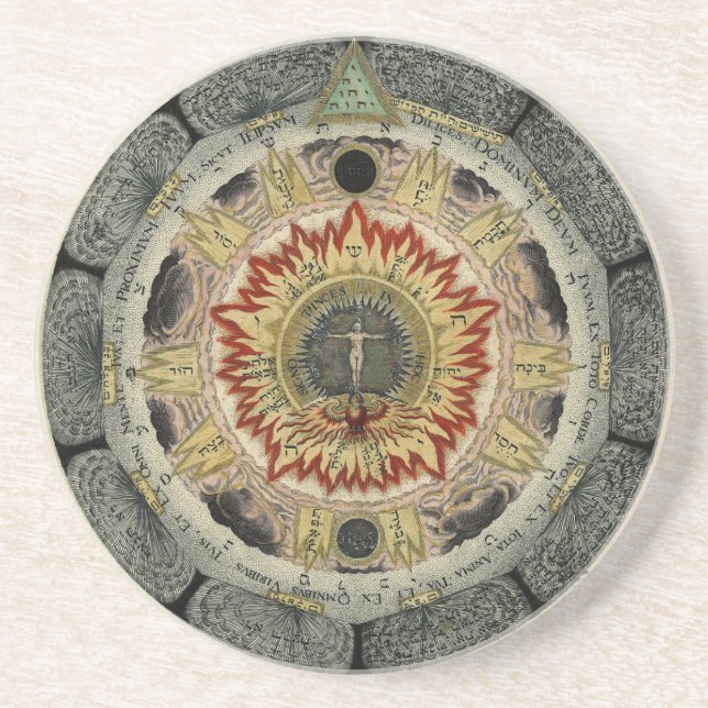 Magical Cosmic Rose Mandala Drink Coaster (Front)