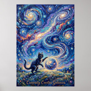 Magical Cosmic Yarn Cat Dreamy Galaxy Poster