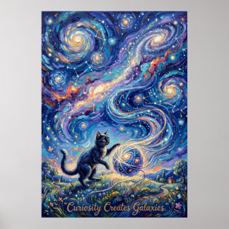 Magical Cosmic Yarn Cat | Dreamy Galaxy Poster