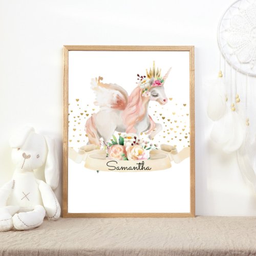 Magical Creature Princess Unicorn Girl Nursery  Poster