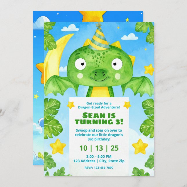 Magical Creatures Birthday Party Invitations (Front/Back)