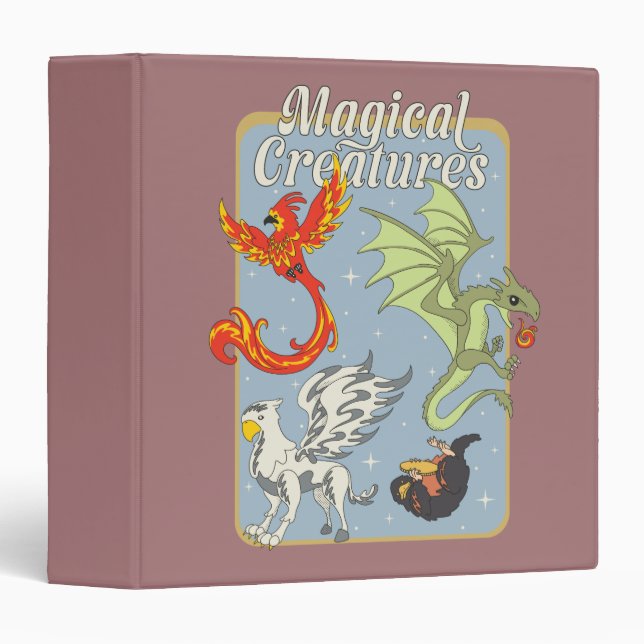 Magical Creatures Vintage Graphic 3 Ring Binder (Front/Spine)
