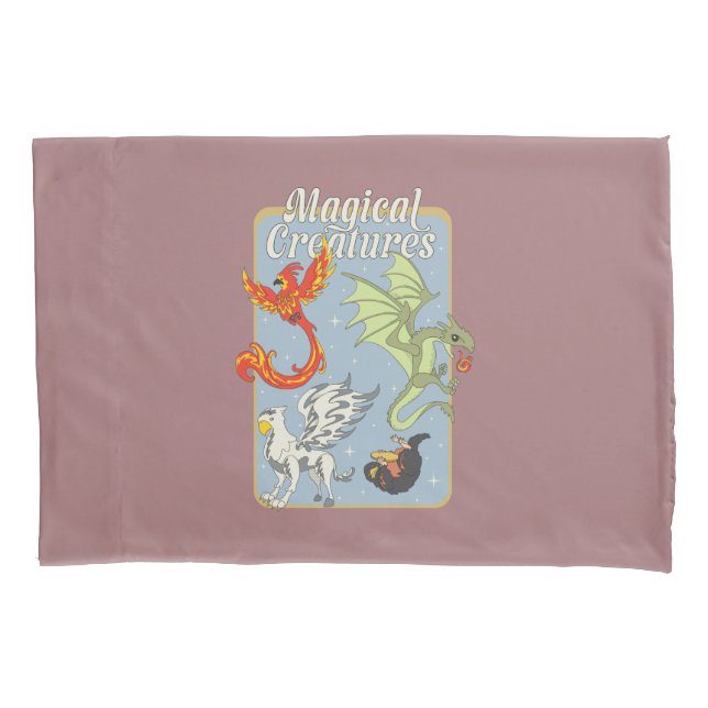 Magical Creatures Vintage Graphic Pillow Case (Front)