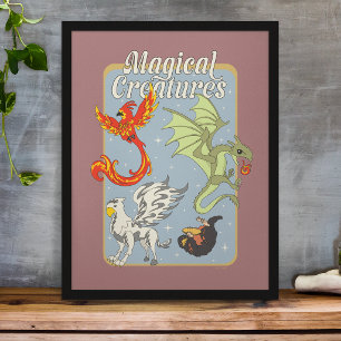 Magical Creatures Vintage Graphic Poster