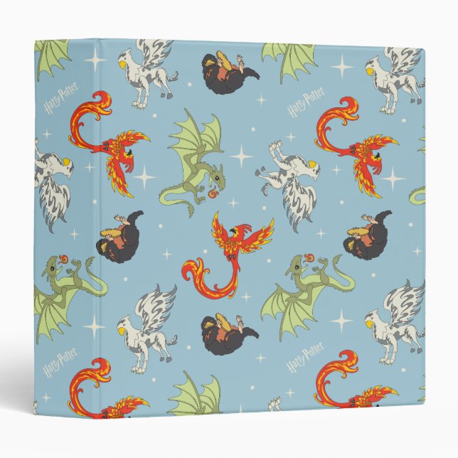 Magical Creatures Vintage Pattern 3 Ring Binder (Front/Spine)