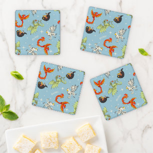 Magical Creatures Vintage Pattern Coaster Set