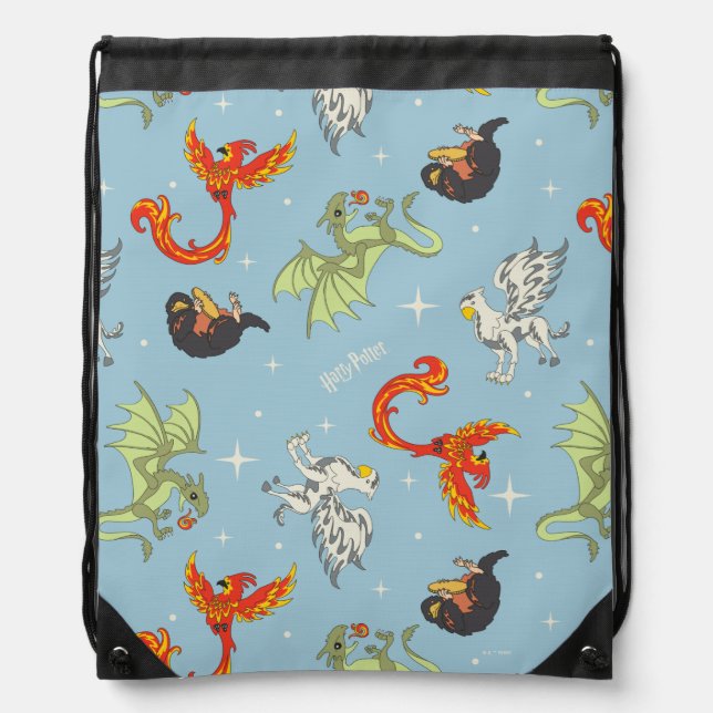 Magical Creatures Vintage Pattern Drawstring Bag (Front)