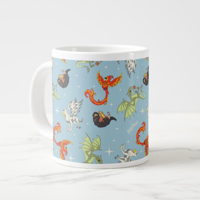 Magical Creatures Vintage Pattern Giant Coffee Mug (Front Left)