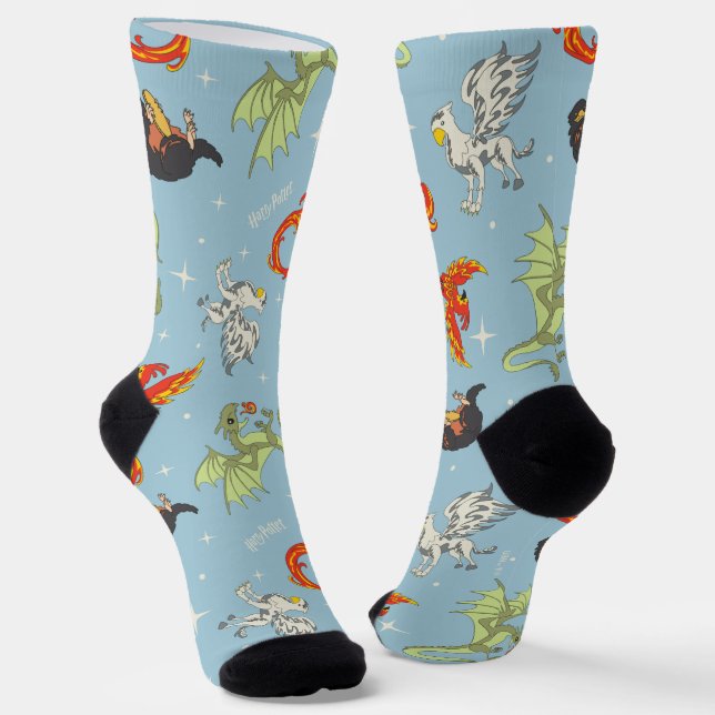 Magical Creatures Vintage Pattern Socks (Angled)