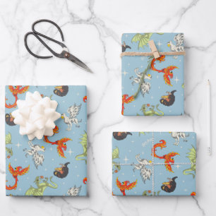 Magical Creatures Vintage Pattern Wrapping Paper Sheets