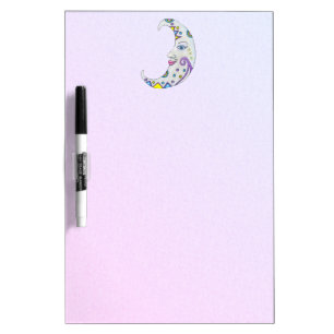 Magical Crescent Moon Face Abstract Shapes Stars Dry Erase Board