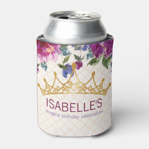 Magical Crown Floral Chic Birthday design Can Cooler