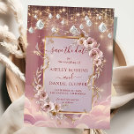 Magical Crystal Drops Gold Accent Save The Date Invitation<br><div class="desc">Elegant,  modern,  and delicate Magical Crystal Drops Gold Accent  Save The Date wedding invitation that you can customize with your info to make it furthermore special. The romantic minimalist design features lovely and elegant calligraphy on a Beautiful background with a clean and simple look.</div>