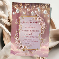 Magical Crystal Drops Gold Accent Save The Date