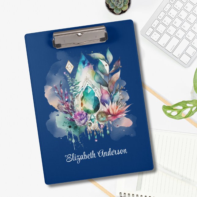 Magical Crystals Boho Navy Dreamcatcher  Clipboard (Creator Uploaded)